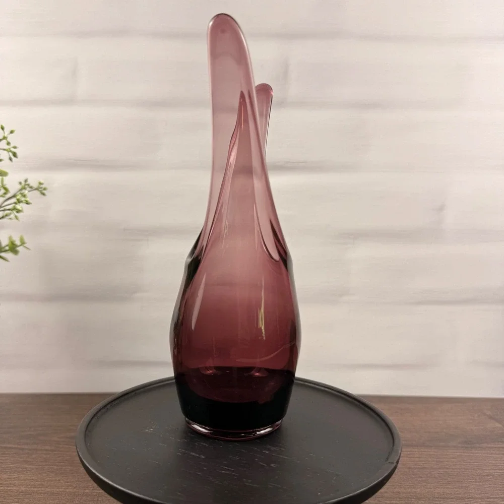 Viking Epic Split Vase Amethyst Purple Art Glass Mid Century MCM